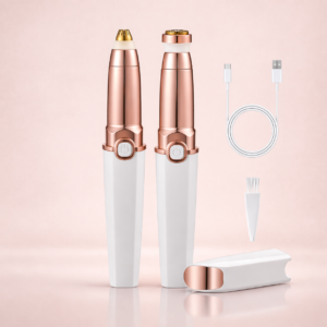 2-in-1 Rechargeable Facial Hair Trimmer & Eyebrow Shaver with LED Light